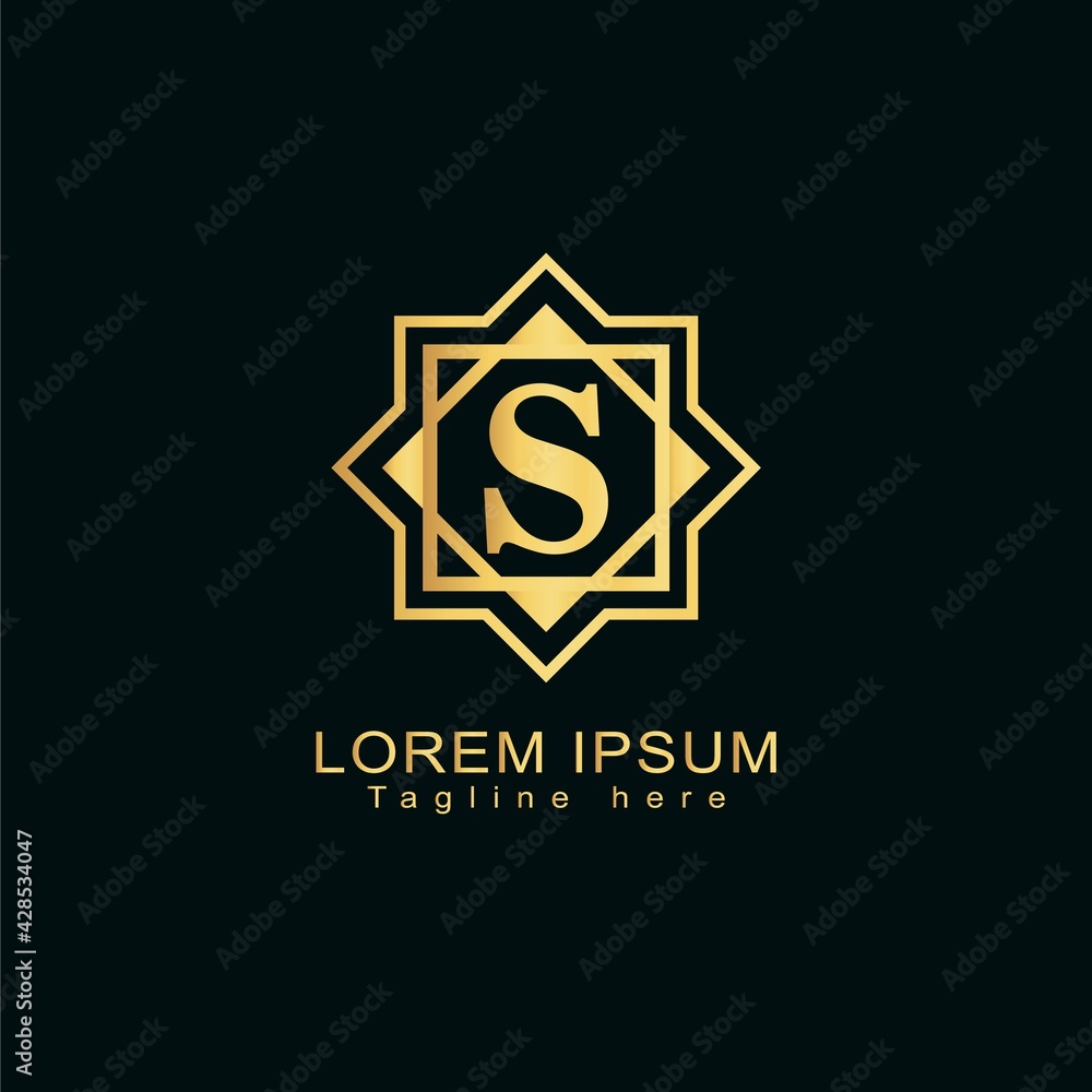 Alphabet capital logo creative design luxury concept with arabic ornament silhouette Alphabet capital logo creative design luxury concept with arabic ornament silhouette