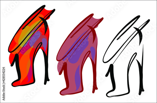 Vector handmade fashion digital sketch background with footwear for design brand logo 