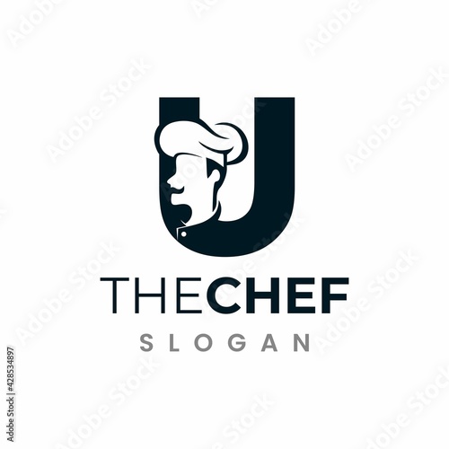 Letter U Chef Logo , Initial Restaurant Cook Vector Design