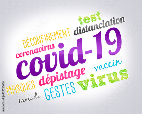 Illustration Covid 19 - nuage de mots coronavirus