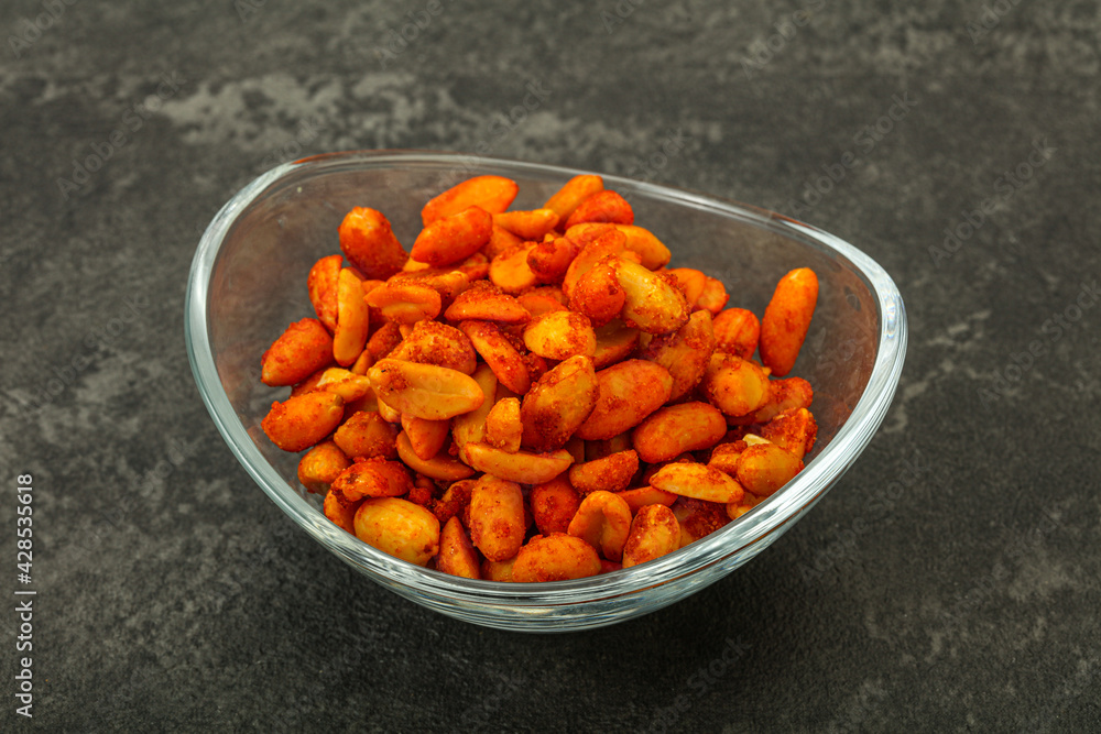 Chili peanut snack in the bowl Chili peanut snack in the bowl