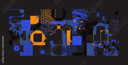 Grunge Revival Pattern Artwork Design Composition