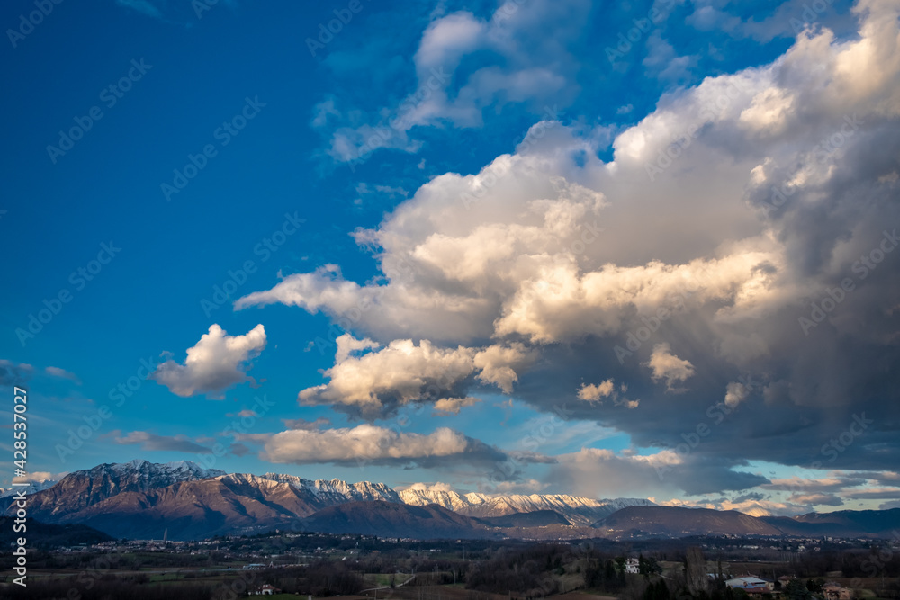 Winter colorful sunset in the countryside of Friuli-Venezia Giulia, Italy Winter colorful sunset in the countryside of Friuli-Venezia Giulia, Italy