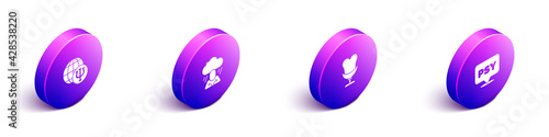 Set Isometric Psychology, Psi, Depression, Armchair and icon. Vector