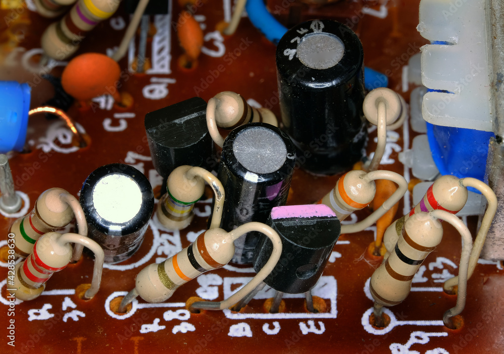 Modern micro electronic circuit board with components. Modern micro electronic circuit board with components.