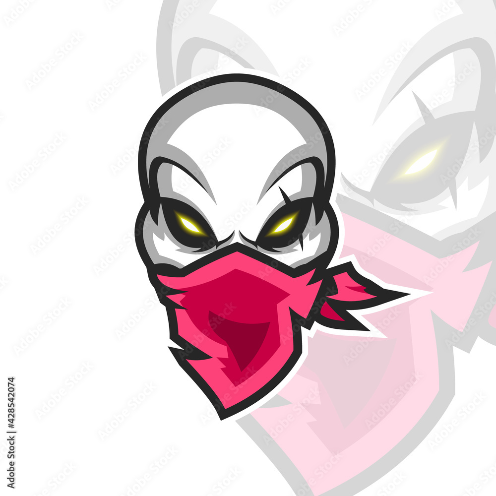 Head Skull with mask Logo Mascot Vector Illustration