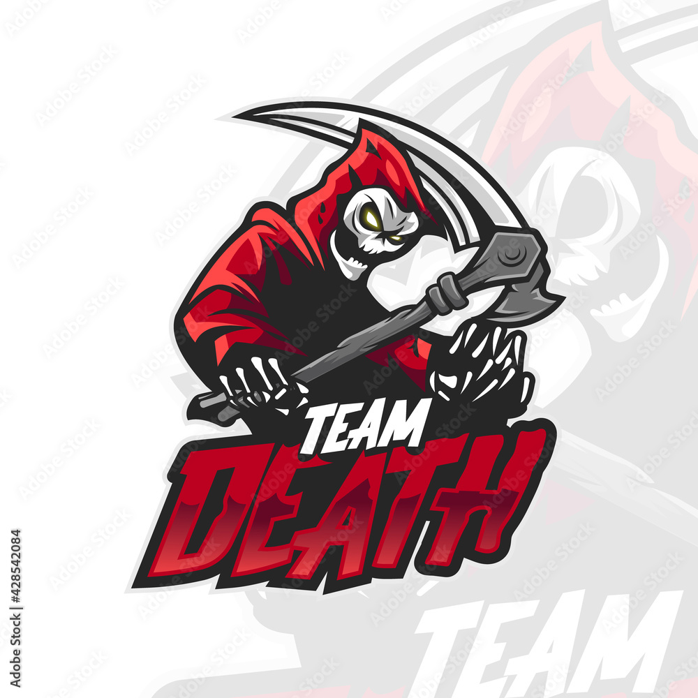 Vector illustration of a death god logo with a sickle for team
