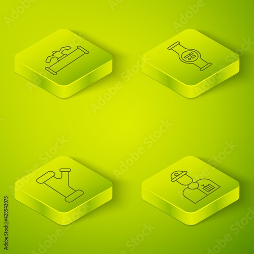 Set Isometric Water meter, Industry metallic pipe, Plumber and Industry pipe and valve icon. Vector