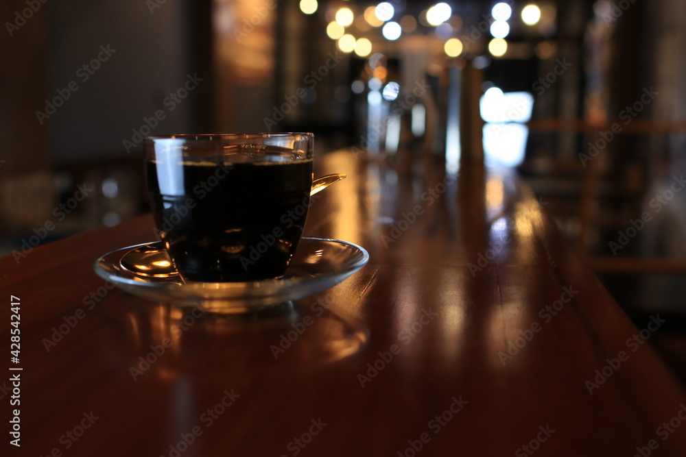 glass of black coffee on table glass of black coffee on table