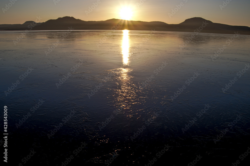A dawn in icy lake.