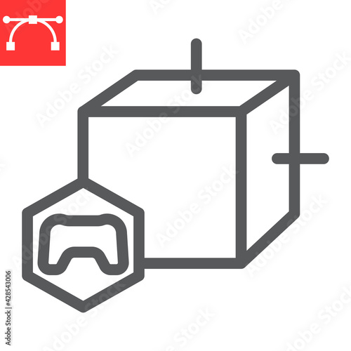Gaming NFT line icon, unique token and nft blockchain, non fungible token vector icon, vector graphics, editable stroke outline sign, eps 10.
