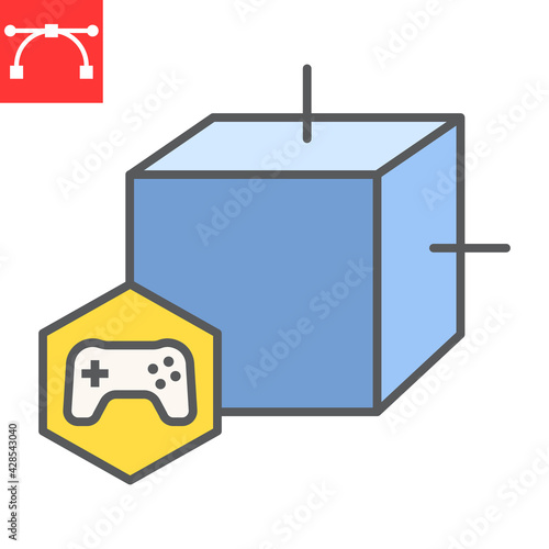 Gaming NFT color line icon, unique token and nft blockchain, non fungible token vector icon, vector graphics, editable stroke filled outline sign, eps 10.