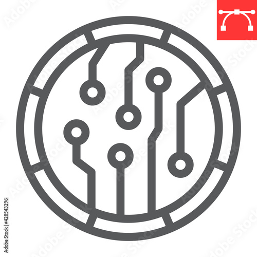 Crypto coin line icon, unique token and blockchain, non fungible token vector icon, vector graphics, editable stroke outline sign, eps 10.