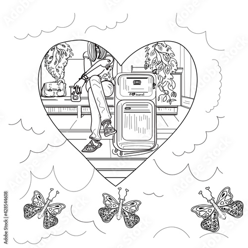 Stewardess black line icon. Member of an aircrew employed by airlines aboard commercial flights. Pictogram for web page, mobile app, promo. UI UX GUI design element.
