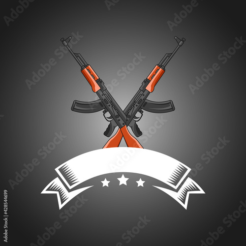 Patriots club vintage logo with automatic guns template