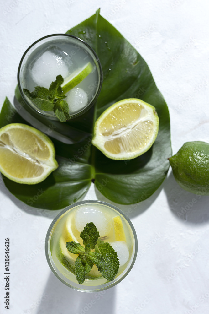 Refreshing homemade lemonade with ice and mint Refreshing homemade lemonade with ice and mint