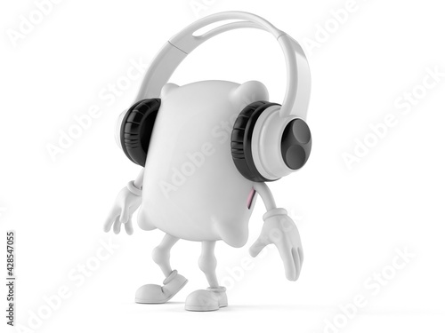 Pillow character with headphones