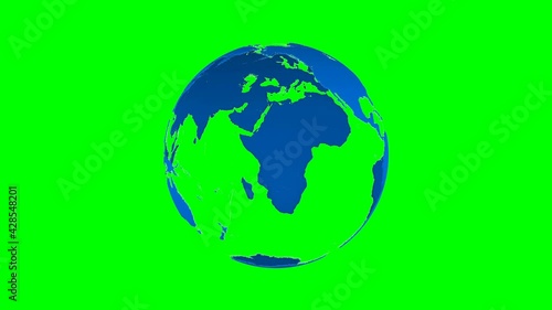 rotate globe on green background. Isolated 3D illustration