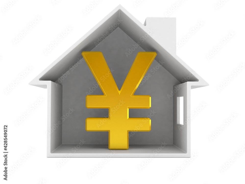 Obraz premium Yen currency inside house cross-section