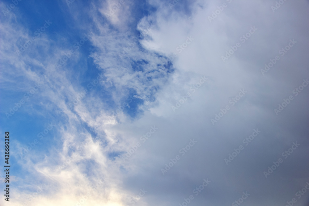 Beautiful cloudy sky bright blue sky with white clouds on a Sunny summer day