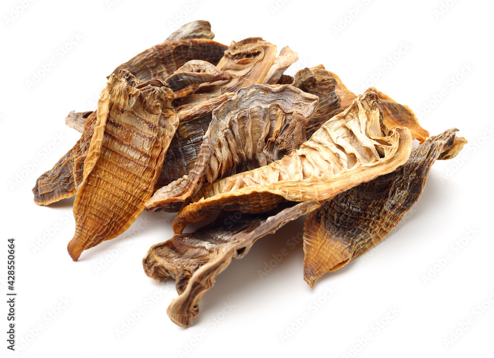 Dry young bamboo shoot on white background Dry young bamboo shoot on white background