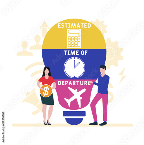 Flat design with people. ETD - Estimated Time of Departure acronym, business concept background.   Vector illustration for website banner, marketing materials, business presentation, online