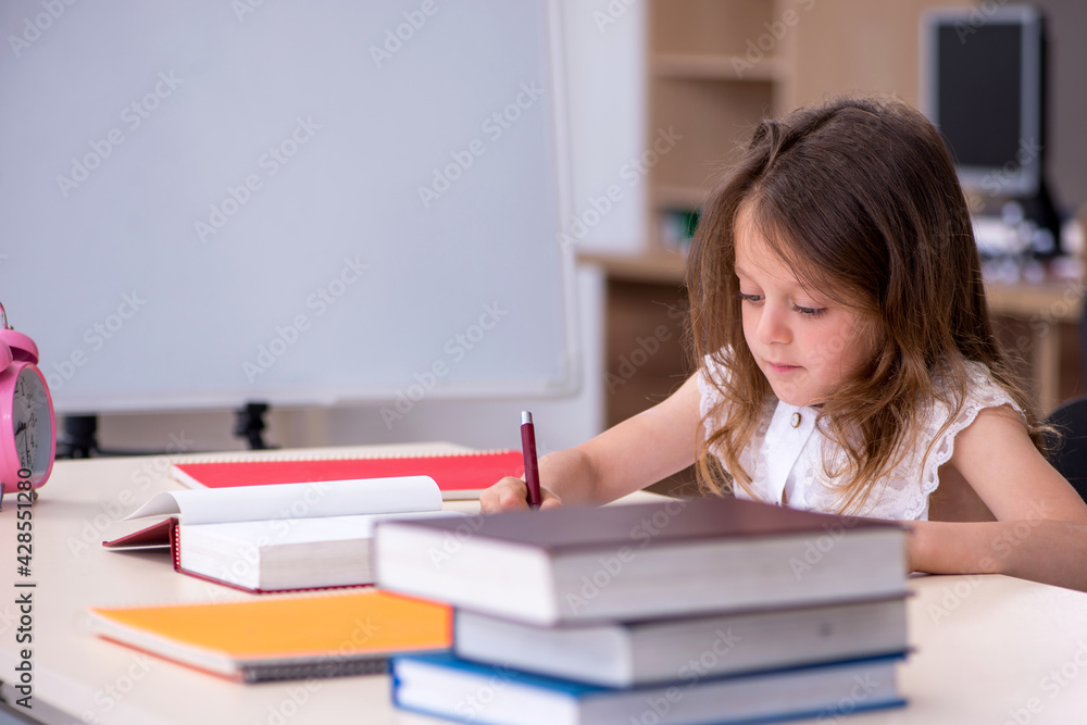 Small girl preparing for exams at home Small girl preparing for exams at home