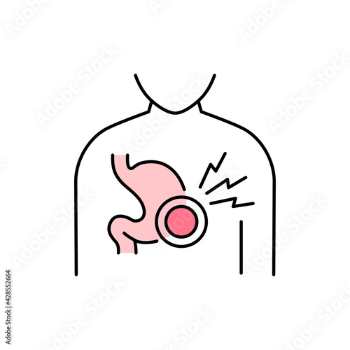 Stomach pain olor line icon. Pictogram for web page, mobile app, promo.