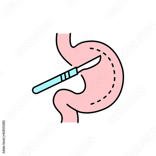 Stomach surgery olor line icon. Pictogram for web page, mobile app, promo.