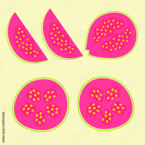 Vector illustration of a guava that have been sliced