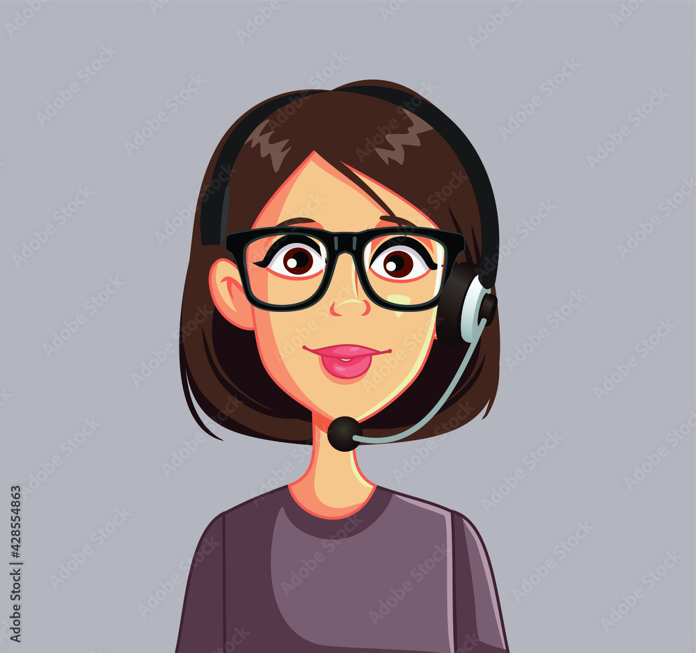 Call Center Agent with Headset Vector Illustration Call Center Agent with Headset Vector Illustration