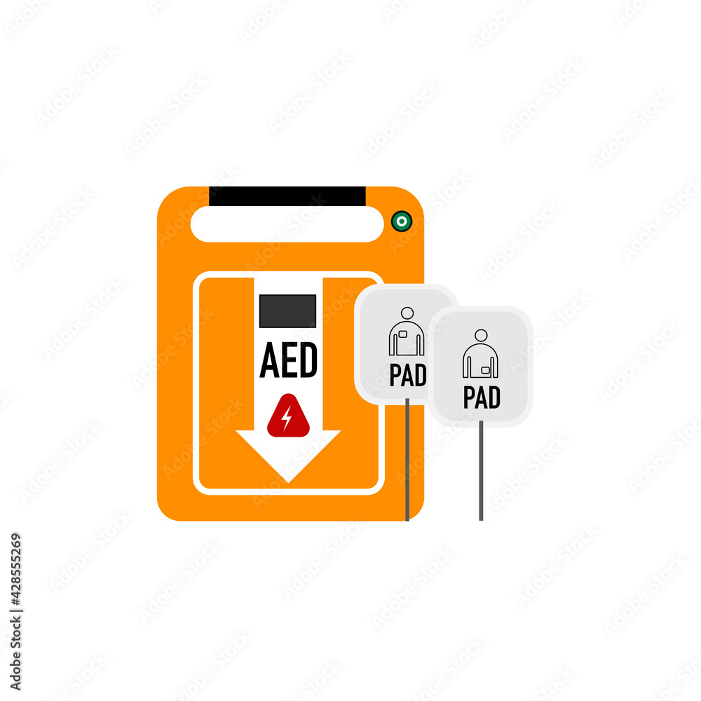 Automatic External Defibrillator and chest pad. Automatic External Defibrillator and chest pad.