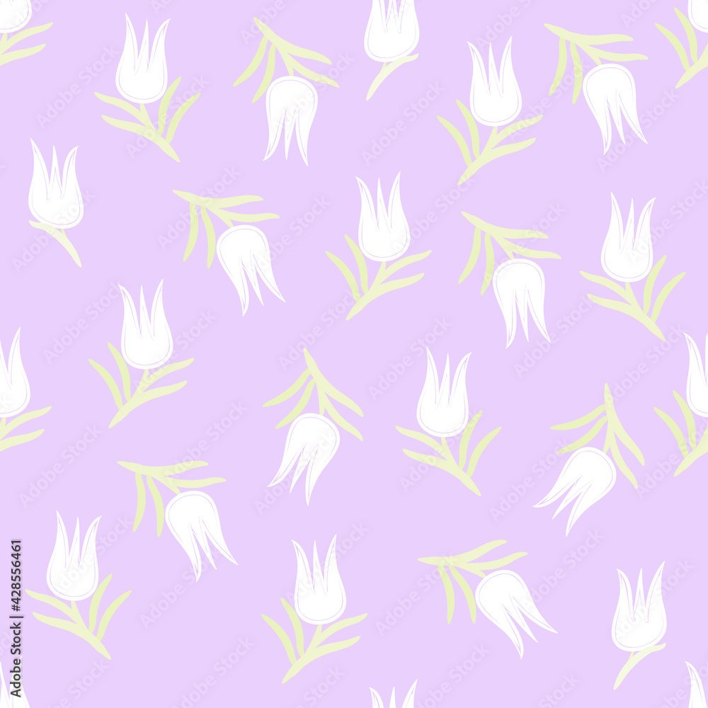 seamless pattern with white tulips drawing,light violet background
seamless pattern with white tulips drawing,light violet background