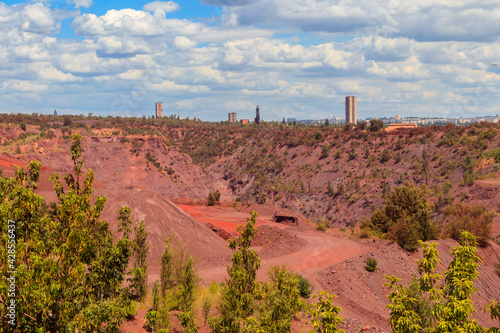 View of huge iron ore quarry in Kryvyi Rih, Ukraine. Open pit mining photo