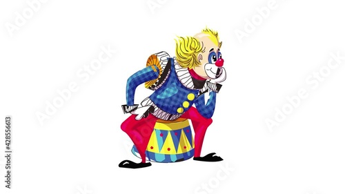 Clown on drums icon animation