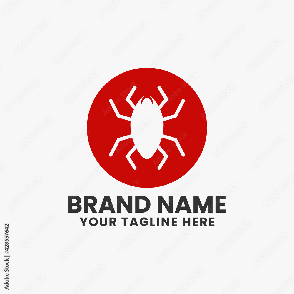 bug virus technology logo design, insect icon in circle.