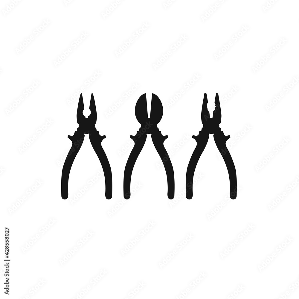 Fototapeta premium set of pliers tools icon vector, technician toolkit