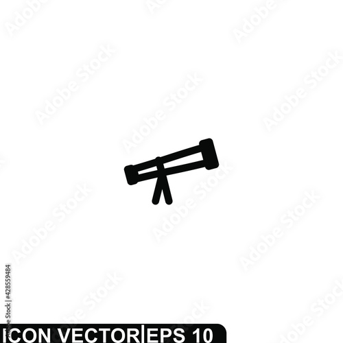 Simple Icon Teleskop Vector Illustration Design. Outline Style, Black Solid Color.