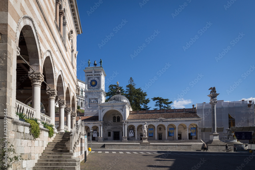 Udine (Italy), 1th March, 2021: The monumental renaissance Piazza della Liberta' (Freedom Square)