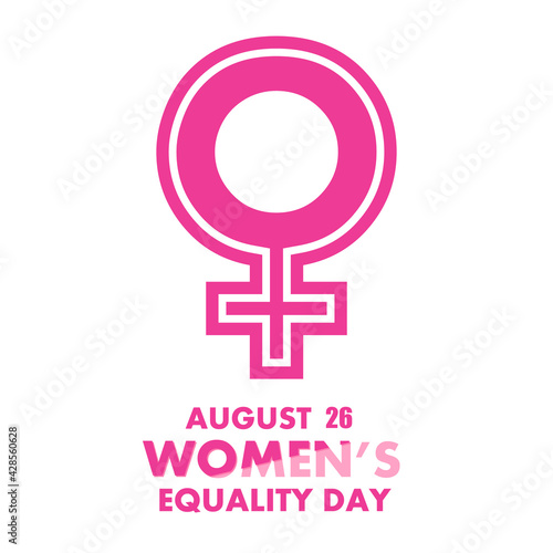 Feminine gender sign for 26 august womens equality day, vector art illustration.