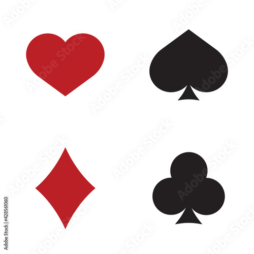 Set of playing card symbols on white background