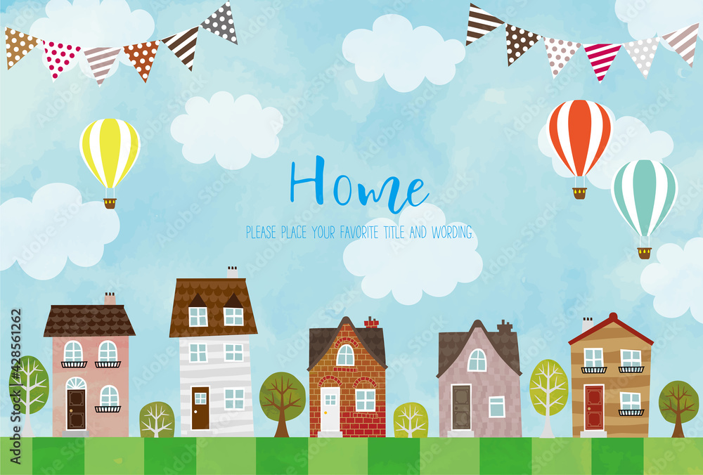 手書きの街並みの背景素材 Stock Vector Adobe Stock