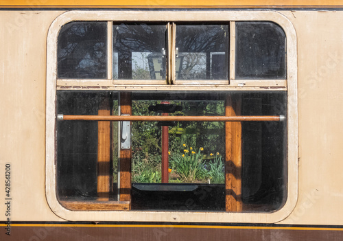 old steam train carriage window