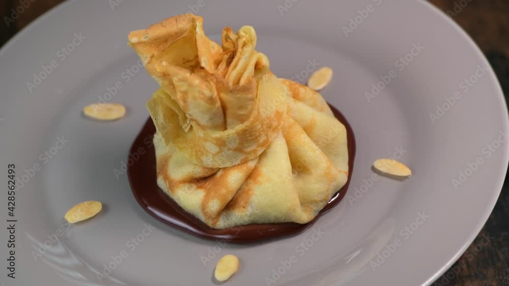 Crepe and chocolate pear alms recipe, High quality Crepe and chocolate pear alms recipe, High quality