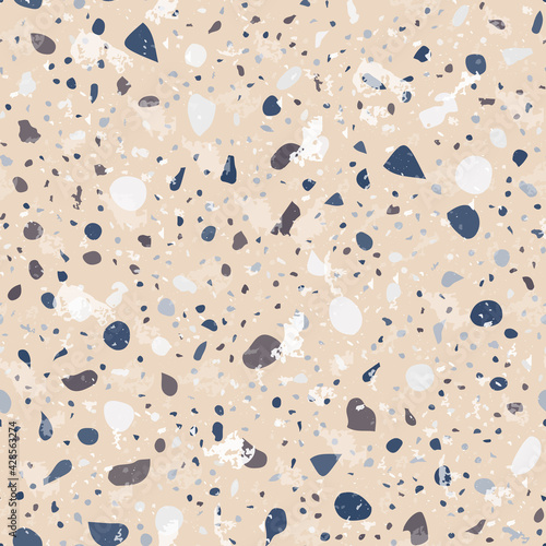 Terrazzo seamless pattern. Gentle classic flooring