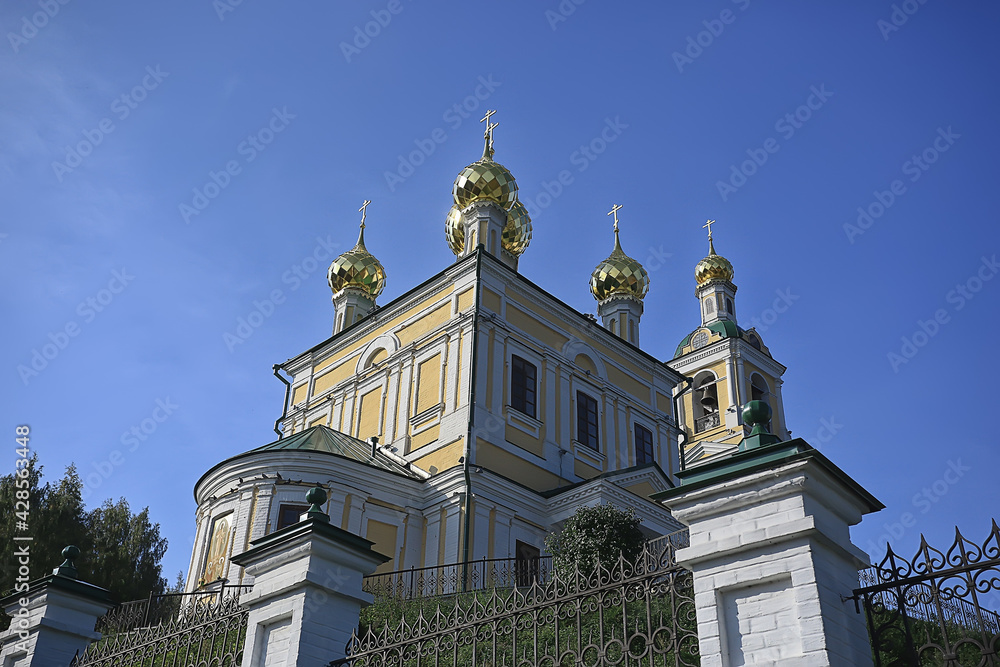 city ples on the volga church, landscape historical view orthodoxy architecture