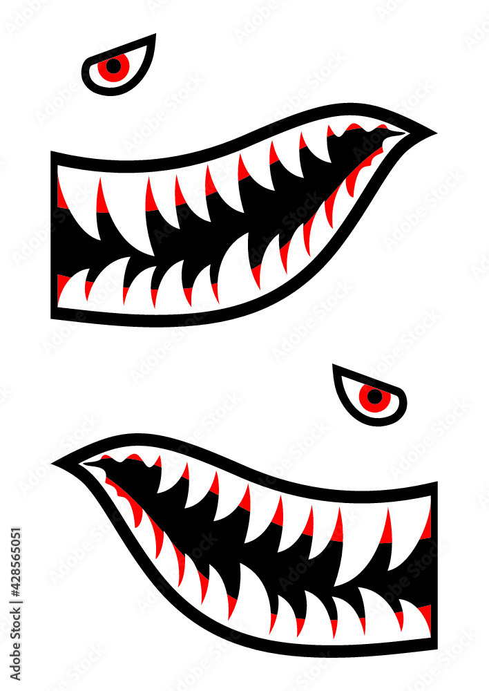 Shark teeth decals vector Stock Vector | Adobe Stock