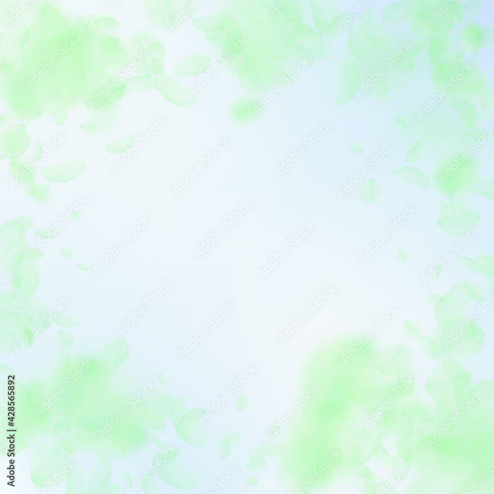 Green flower petals falling down. Good-looking rom Green flower petals falling down. Good-looking rom