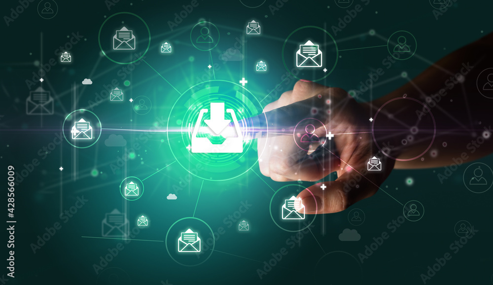 Businessman hand pressing stock graphic information on multitouch screen Businessman hand pressing stock graphic information on multitouch screen