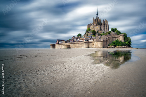 The Mont Saint Michel during the low tide. Normandy, France